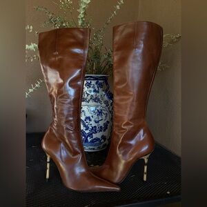 Enzo Logana Bamboo Stiletto Leather Boots